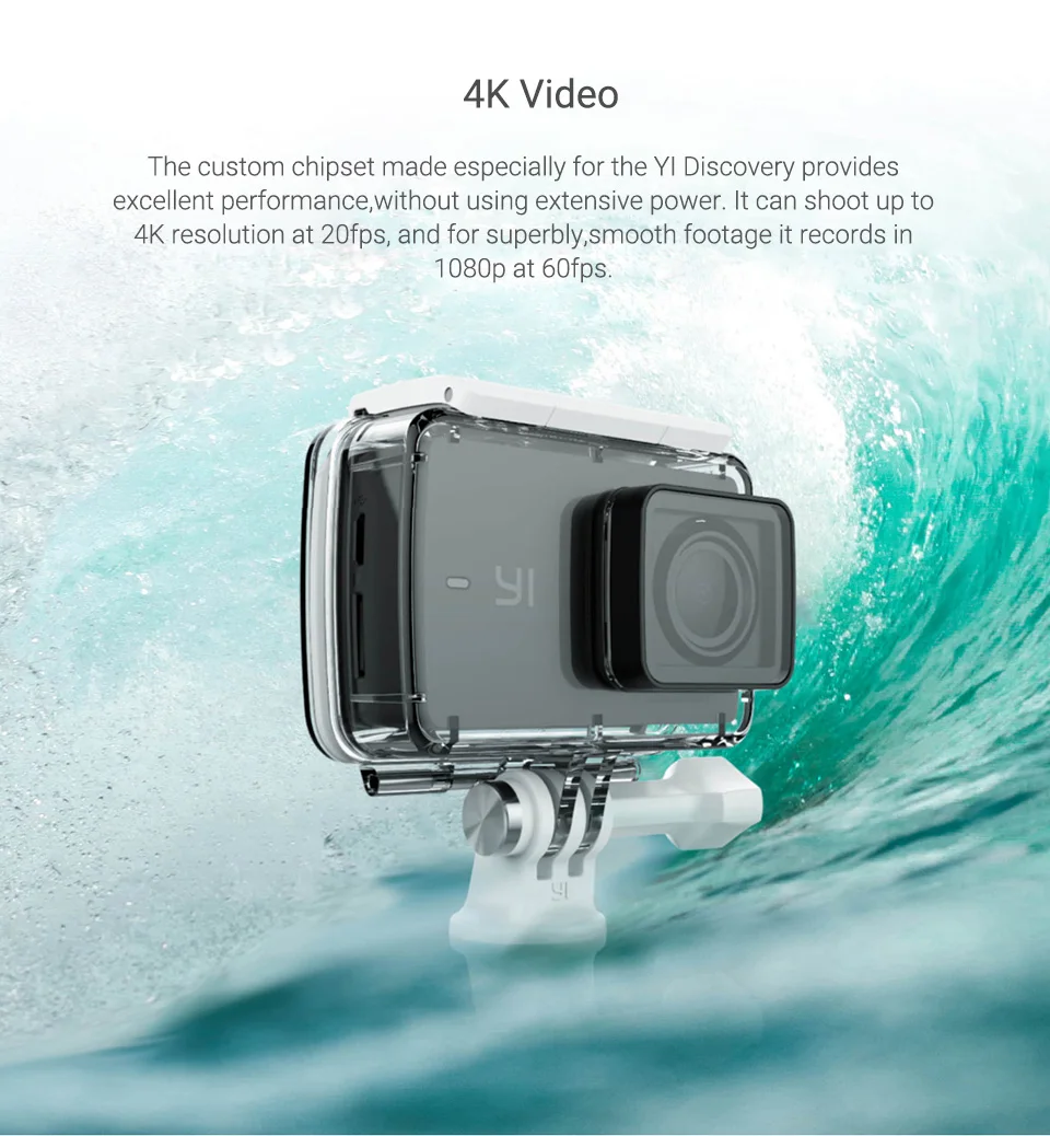 YI Discovery Action Camera 4K 20fps Sports Cam 8MP 16MP with 2.0 Touchscreen Built-in Wi-Fi 150 Degree Ultra Wide Angle