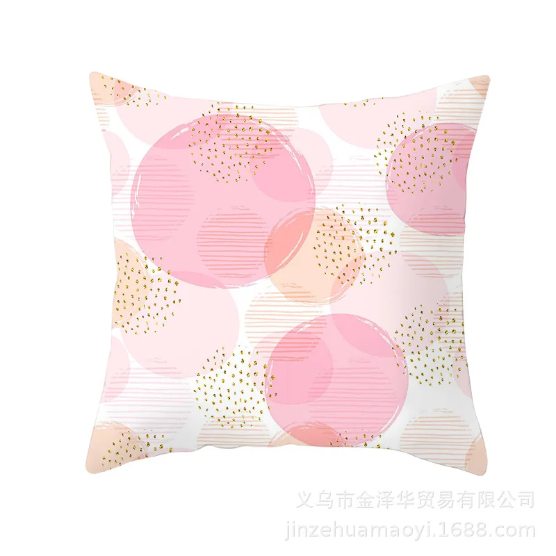 

2020 Fresh Style Linen Pillow Cover Modern Minimalist Pillow Case Pink Geometric Printing Cushion Cover Home Decor Throw Pillow