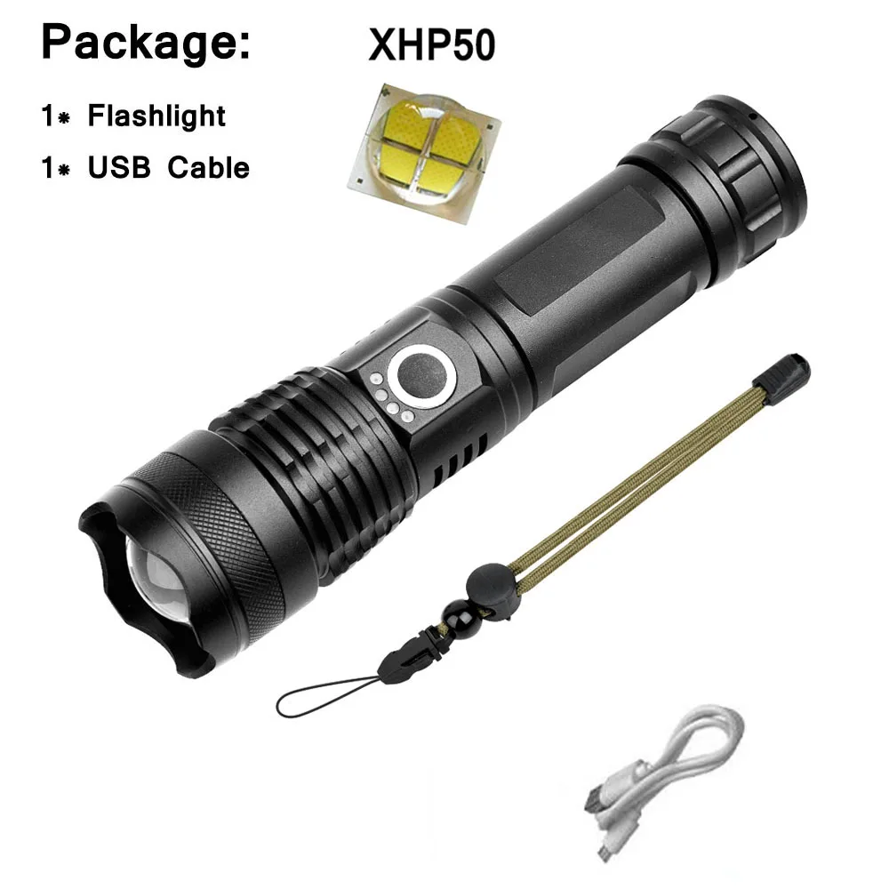 A Сверхмощный мощный светодиодный фонарик XHP70.2 XHP50 с usb-зарядным зумом 18650 26650 батарея охотничья лампа фонари напоминание о мощности - Испускаемый цвет: A