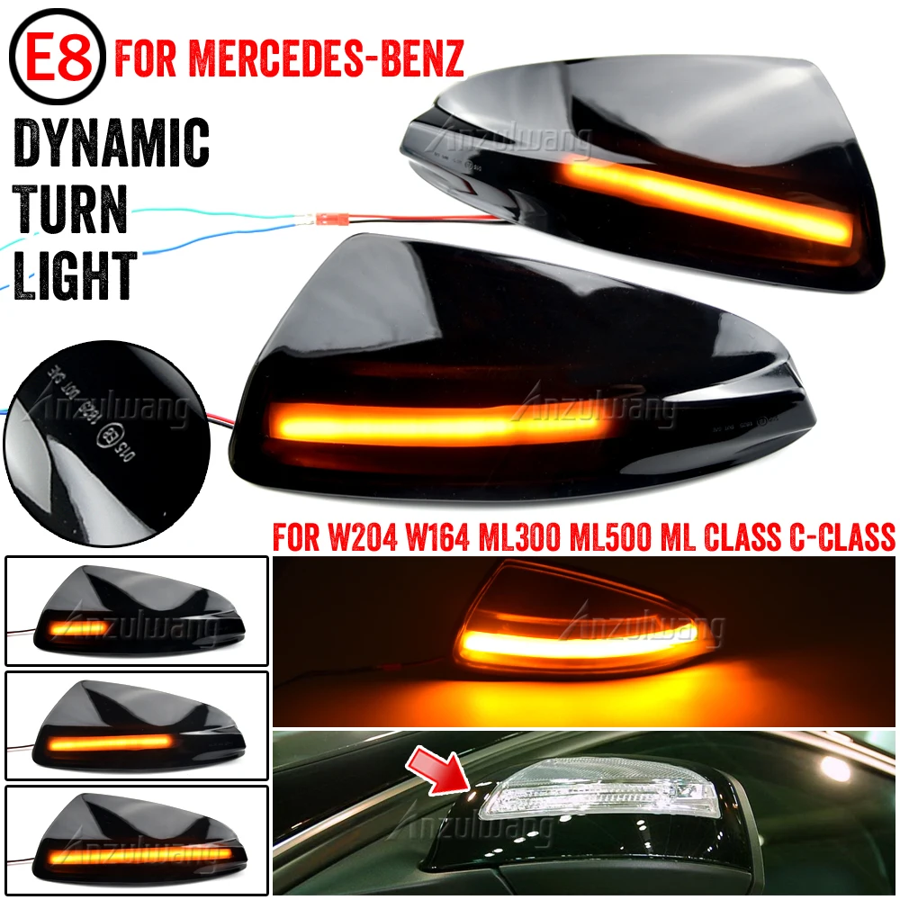 For Mercedes Benz C Class T Model S204 2007 Dynamic Scroll LED Turn Signal Light Sequential Rearview Mirror Indicator Blinker