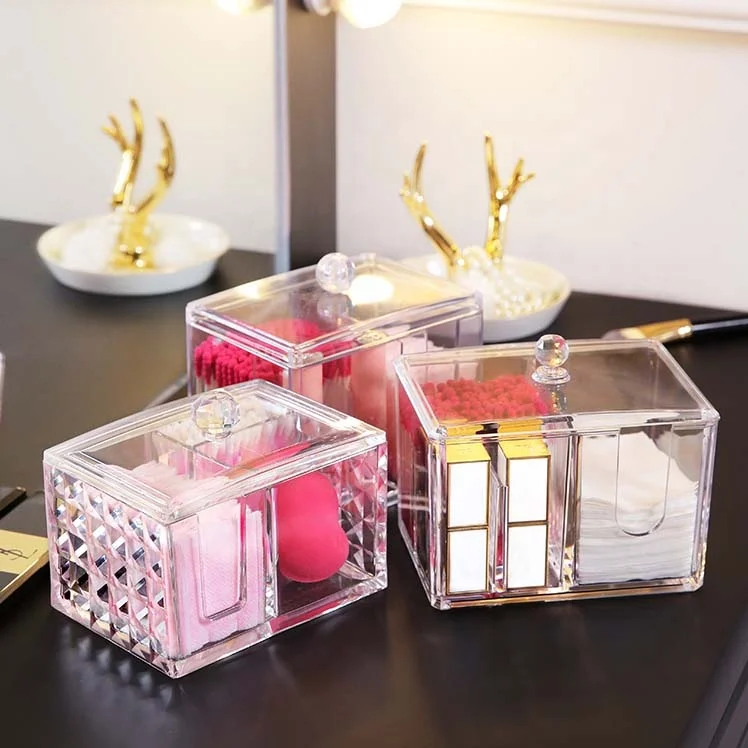 Cotton swab lipstick cotton pad acrylic storage box makeup organizer | Дом и сад