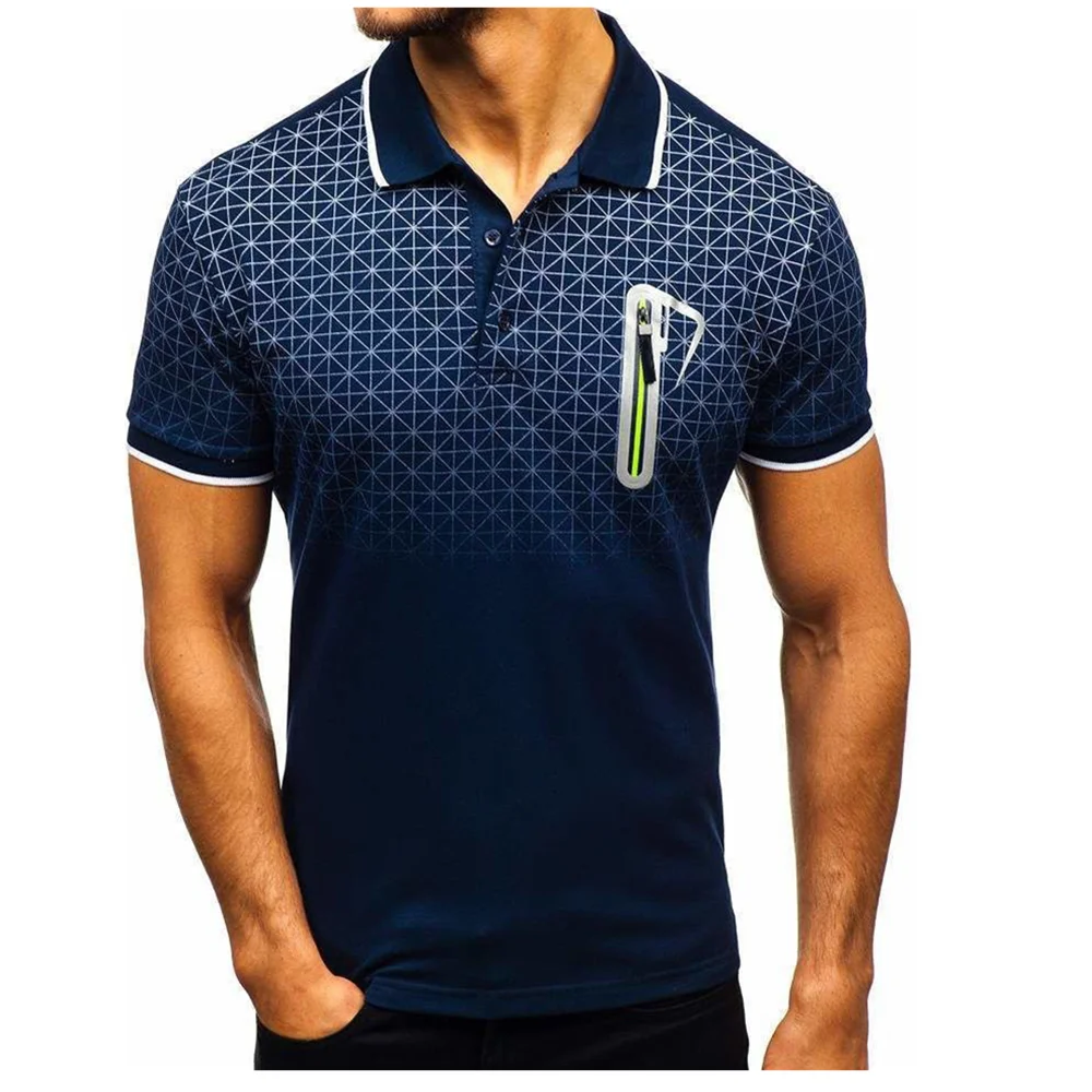 Мужская футболка поло с 3D принтом короткими рукавами Европейский и американский