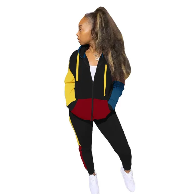 

Women Tracksuit Two Piece Set Casual Sportwear 2021 Zipper Hooded Female Joggers Lounge Fashion Sportwear Plus Size Activewear