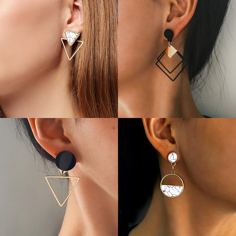 

New Fashion Round Dangle Drop Korean Earrings For Women Geometric Round Heart Earring Wedding 2019 kolczyki Jewelry