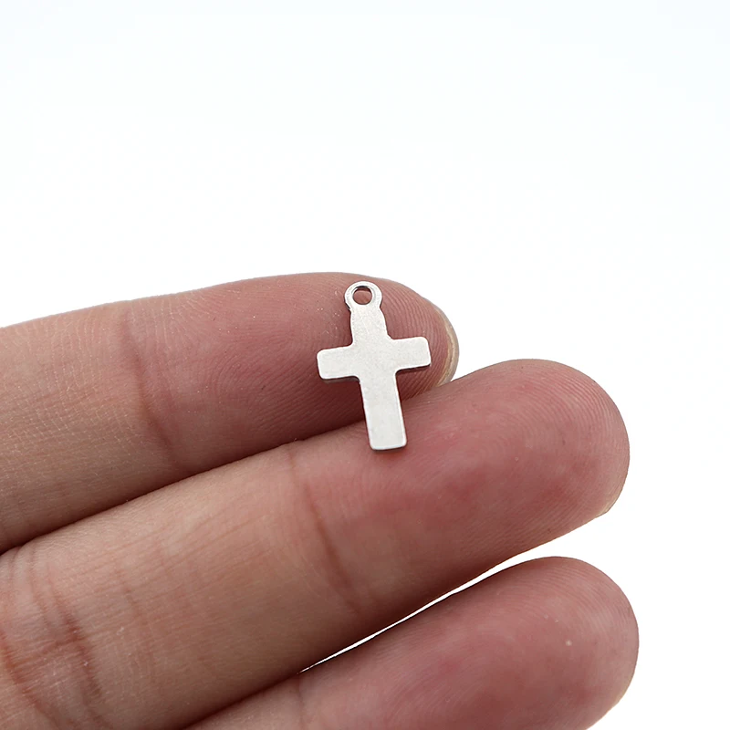 cross 2 Semitree, 50 шт., нержавеющая сталь, маленький крест, подвеска в виде сердца, сделай сам, ожерелье, фурнитура, браслет, ювелирное изделие, конечный хвост, цепи - Окраска металла: cross 2