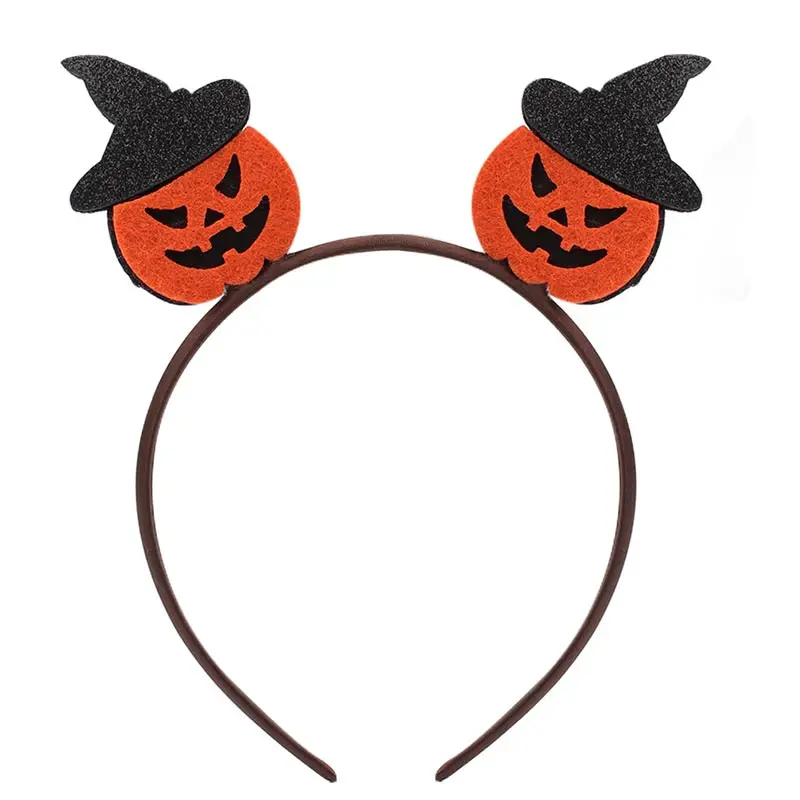 

CN 8 Pcs/lots Glitter Halloween Felt Hair Bands For Girls Pumpkin/Skull Mouse Ears Headbands Festival Hair Accessories