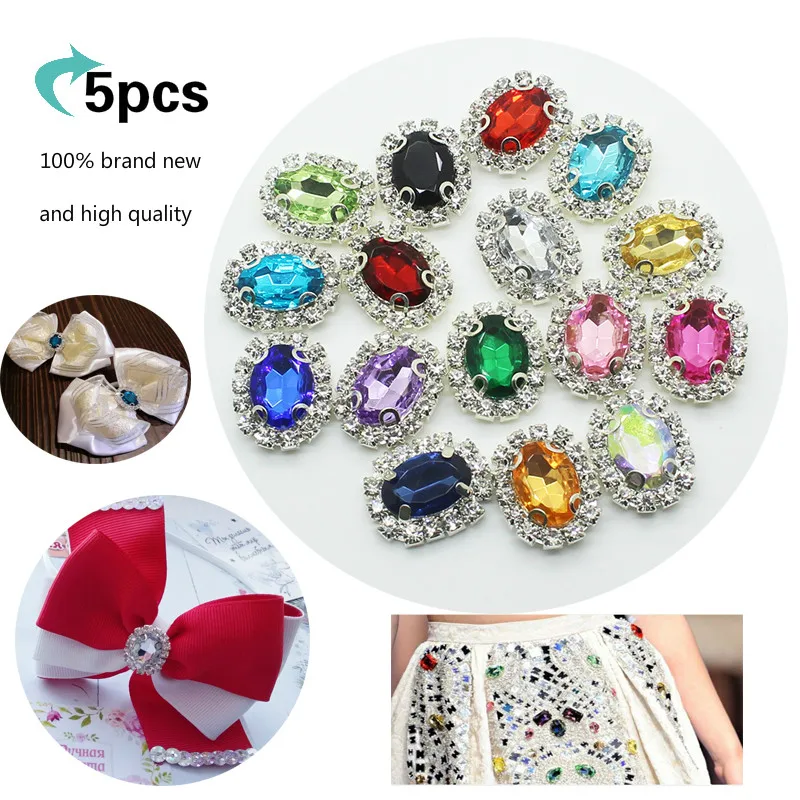 

New Metal Buttons For Clothing 5pcs/Lot 15x20mm Rectangle Acrylic Sewing Handwork Buttons Decoration Mix Color