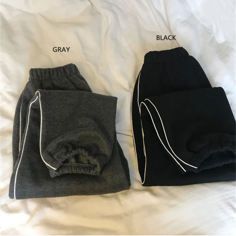 Теплые спортивные штаны для женщин зимние корейские утепленные с полосками