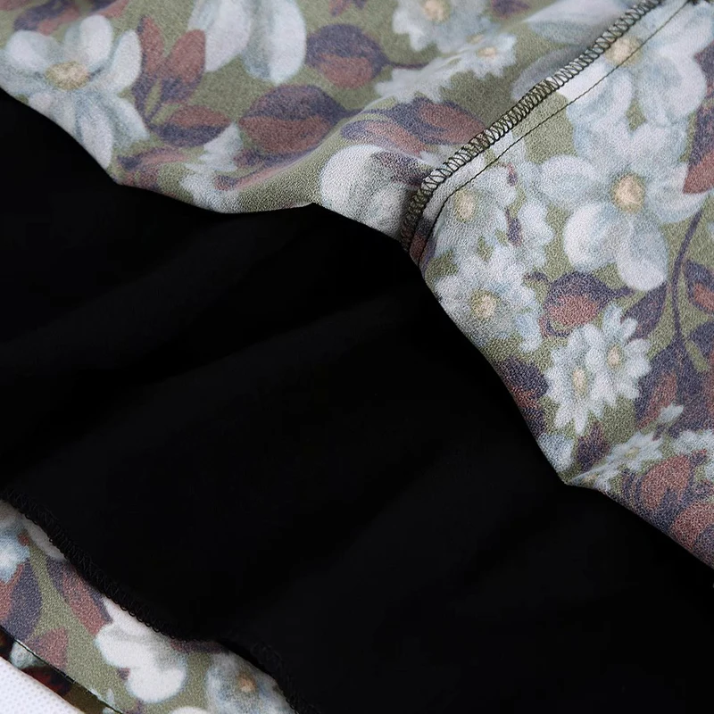 

Women Summer Vintage Chiffon Dress 2020 Long Sleeve Cascading Ruffle Floral Print Female Elegant Lining Mini Dresses Vestidos