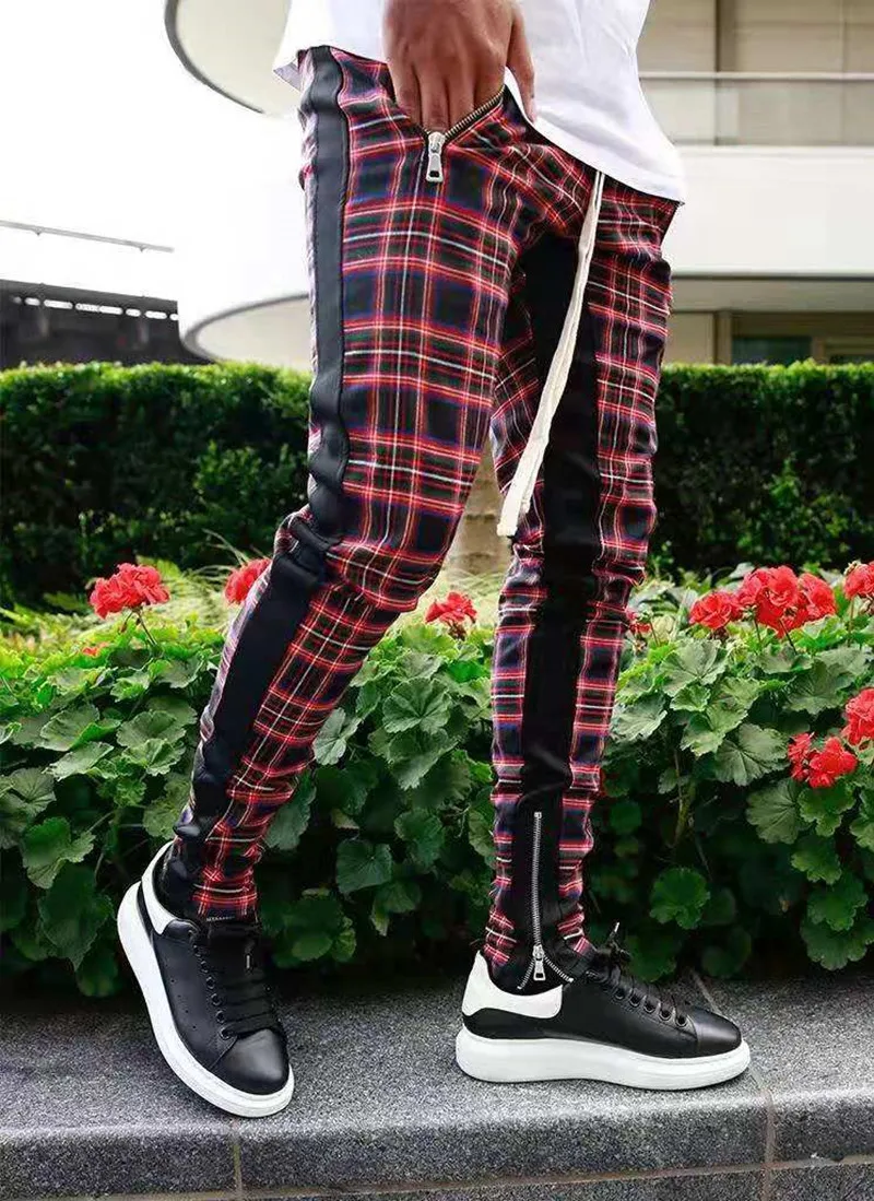 

Spring/Summer 2020 hot men's sportswear plaid 3D digital printing casual gradient fashion sportswear pants