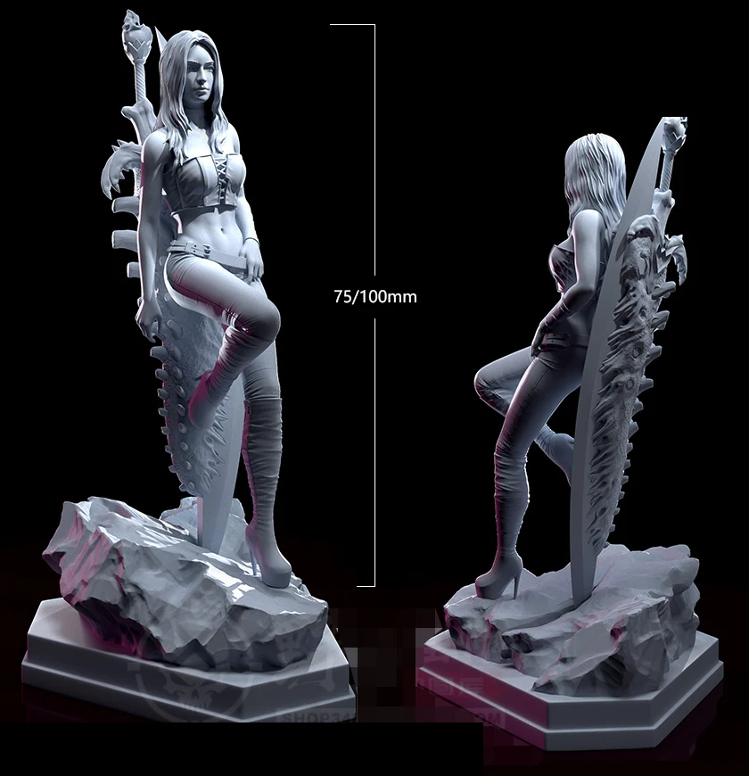 

1/24 75mm 1/18 100mm Resin Model Girl In Battle Unpainted No Color RW-469