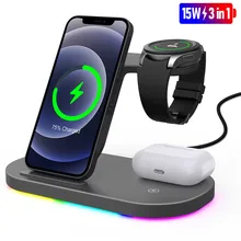 Fast Wireless Charger Qi 3 in 1 Wireless Charging Dock Station For Samsung Galaxy Watch For iPhone 12 Xiaomi Huawei For Airpods2