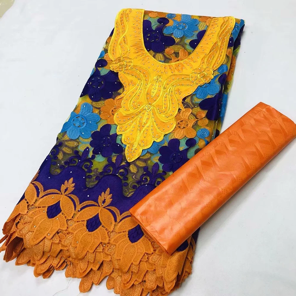 

Purple Color African French Net Mesh Tulle lace Embroidery Nigeria Bazin Riche Fabric Brode Clothes For Women Dress 2.5+2.5Y/Lot