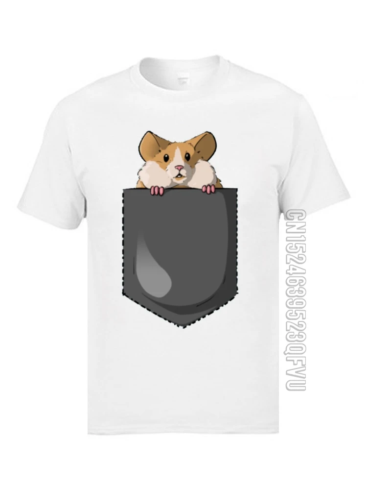 Симпатичные футболки с карманами в виде хомяка модные мужские топы принтом