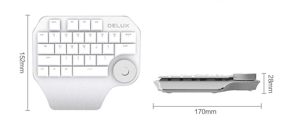 Delux T11 дизайнерская компьютерная клавиатура с умным циферблатом 3 группы настраиваемые клавиши Механическая одна рука мини игровая клавиатура для геймера