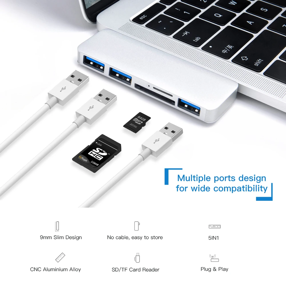 5 в 1 многопортовый USB C концентратор для 3 0 Type адаптер конвертер SD TF кардридер
