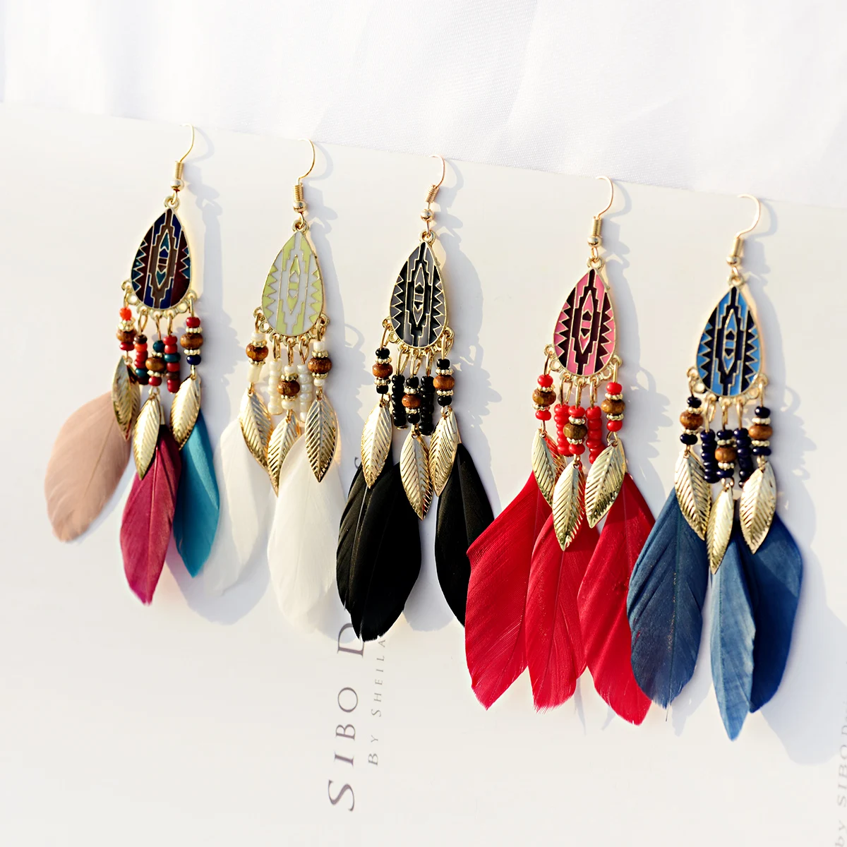 

Bohemian Earrings Feather Unusual Drop Earring Fashion Ethnic Jewellery Women's Accessories Aesthetic Vintage Travel Holiday