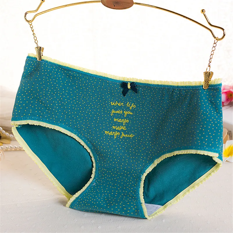 

Женские хлопковые трусы TJ-TianJun, милые хлопковые трусы с бантом и кружевом, украшение средней талии, подтягивающие бедра, с фруктовым мультяш...