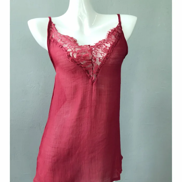 Women Lace Vest Strappy Sleeveless V Neck Loose Slim Fit Tank Tops for Summer KNG88