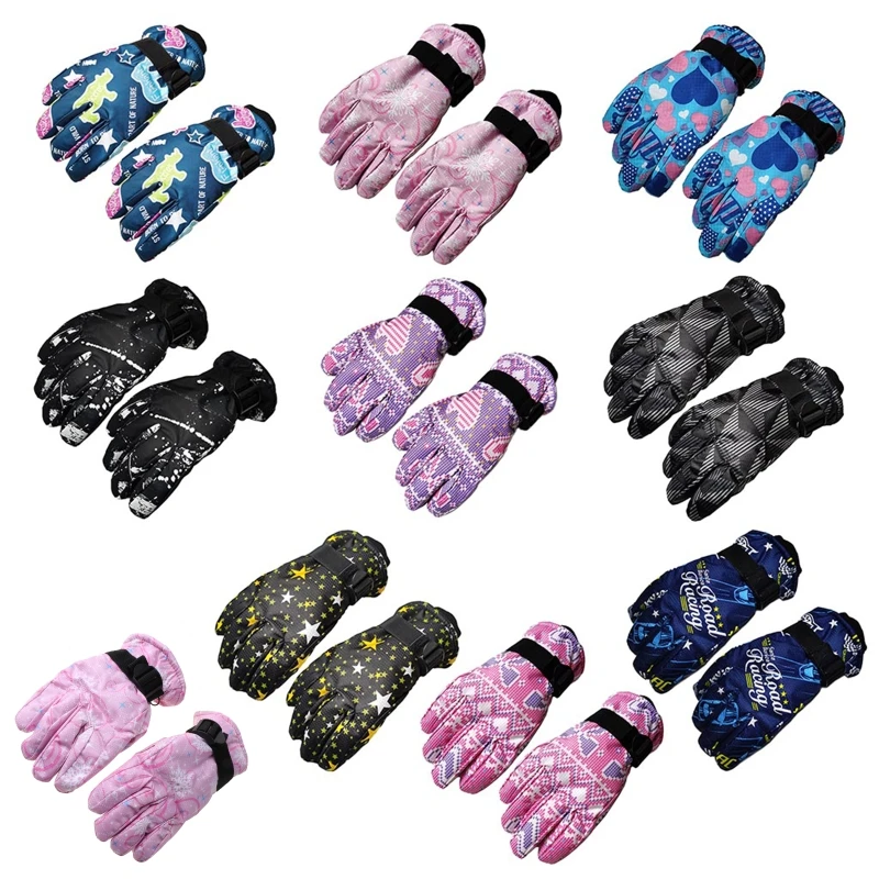 

Kids Fashion Print Ski Gloves Winter Snow Snowboard Windproof Waterproof Mitten