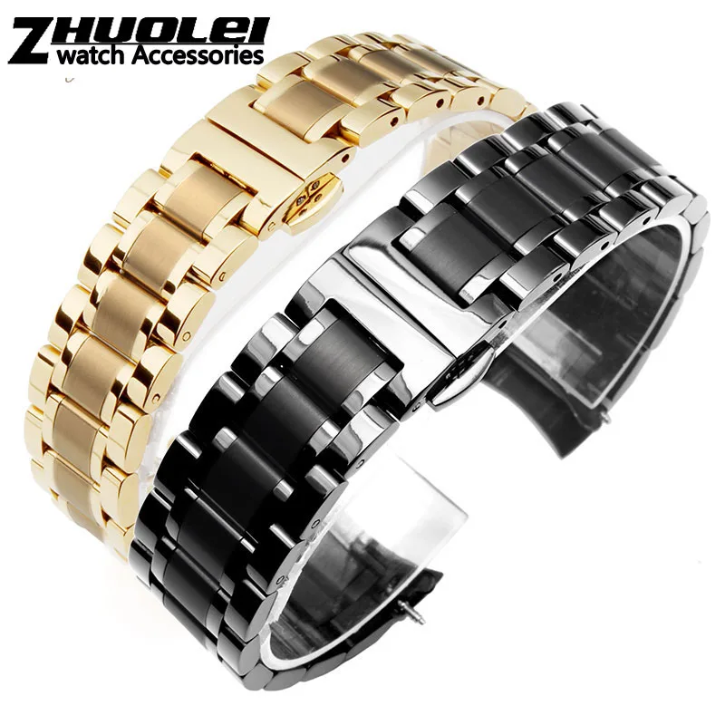 Curved end stainless steel watchband bracelet watch straps 16mm 17mm 18mm 19mm 20mm 21mm 22mm 23mm 24mm steel banding bracelet