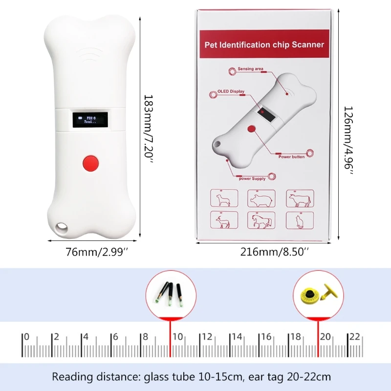 

Animalpet Microchip Reader Scanner Handheld Animal Chip Reader Portable Led Rfid Reader Support FDX-B
