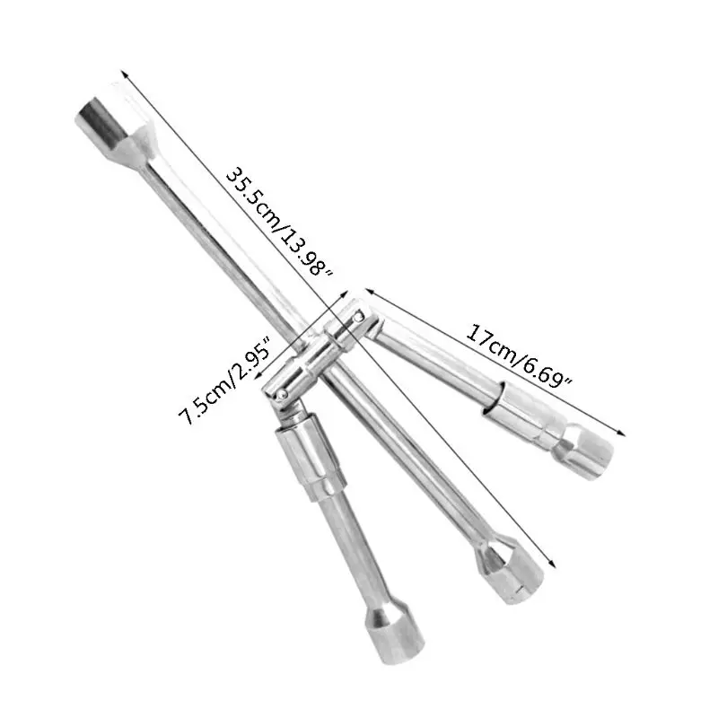 

17mm 19mm 21mm 23mm 4 Way Car Repair Wheel Socket Cross Wrench Spanner Hand Tool Folding Wrench Remover Mounting Spanner 6.26