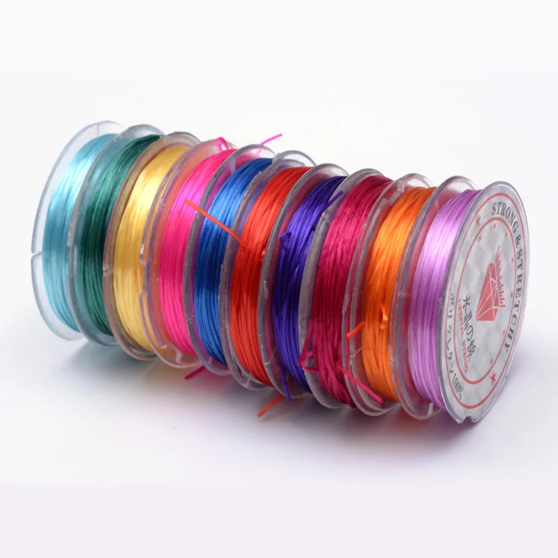 

10rolls/group 0.5mm Flat Elastic Crystal String Elastic Beading Thread for Stretch Bracelet Making Jewelry Making about 10m/roll