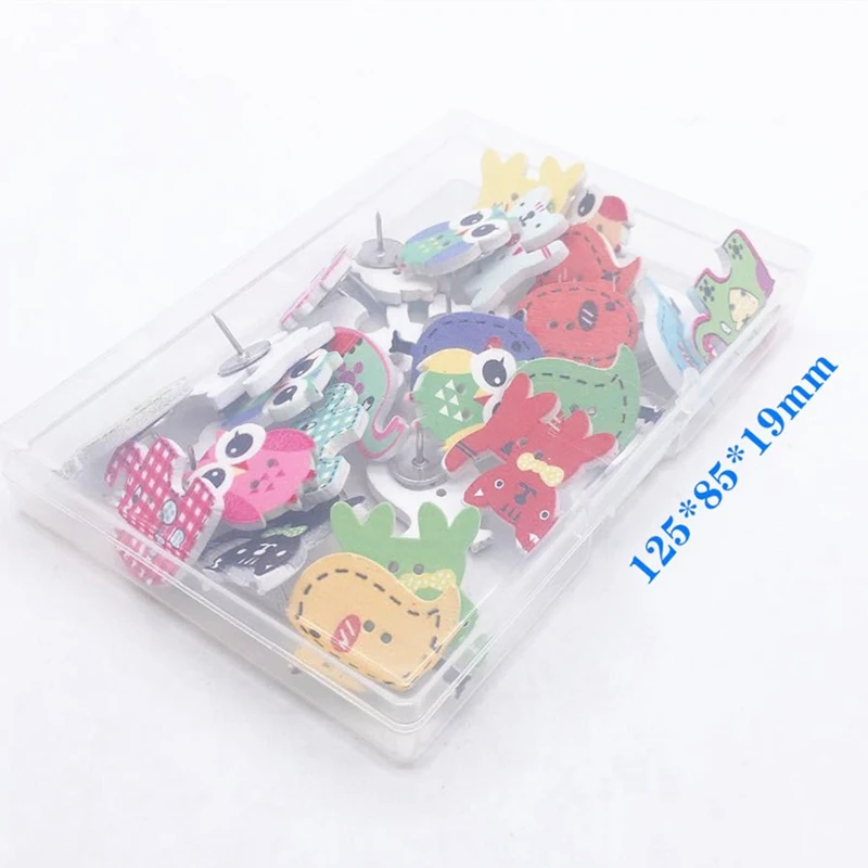 

For Photos Wall Maps Bulletin Board 30Pcs/set Cute Animal Bird Owl Elephant Cat Push Pins Decorative Thumb Tacks Drawing Pins
