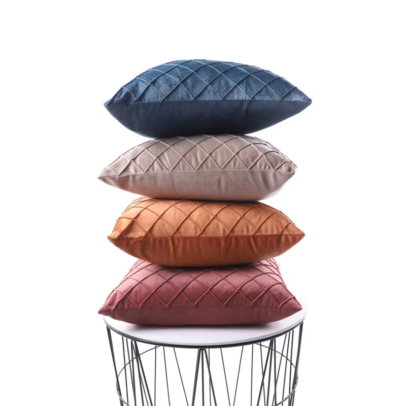 

Velvet Lattice Cushion Cover Sofa Decoration Home Car Soft Solid Color Pillowcase Simple