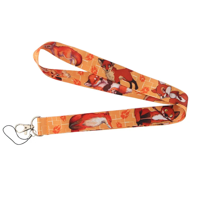 

FD0114 Fox Animal Lanyard Neck Strap Rope For Mobile Cell Phone ID Card Badge Holder With Keychain Keyring