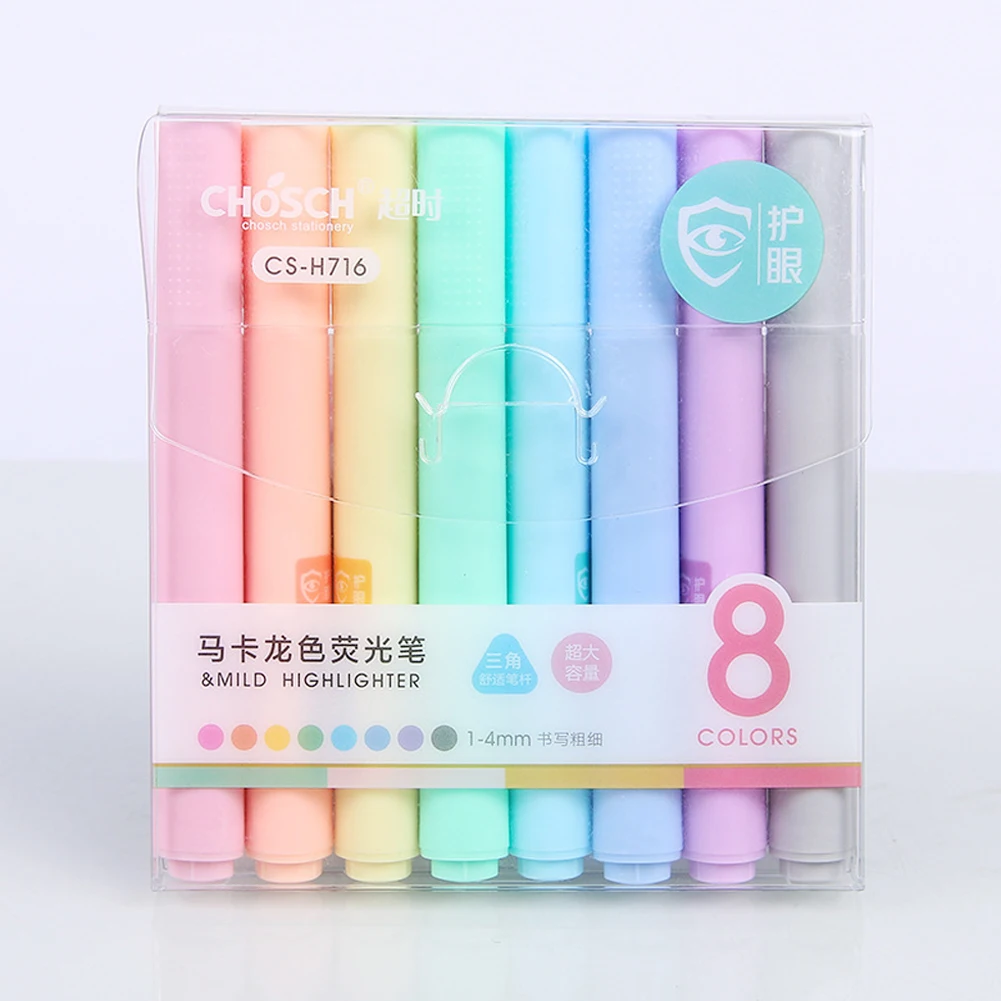 

8Pcs/set Macaron series Creative Fluorescent Pen Highlighter Pencil Candy Color Drawing Marker DIY Album Journal Highlighter