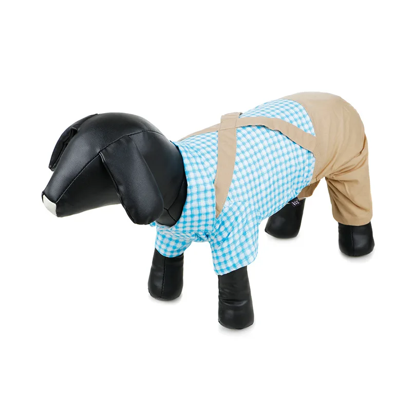 Милый пингвин клетчатый комбинезон для щенка хлопковая одежда собак костюм