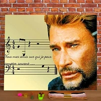 johnny hallyday printed canvas 11ct cross stitch embroidery complete kit dmc threads knitting handmade hobby craft floss