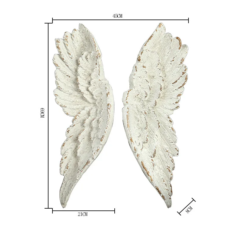 

American retro wall hanging angel wings wall decoration Cafe Antique craft living room wall decoration Wedding Girl room decor