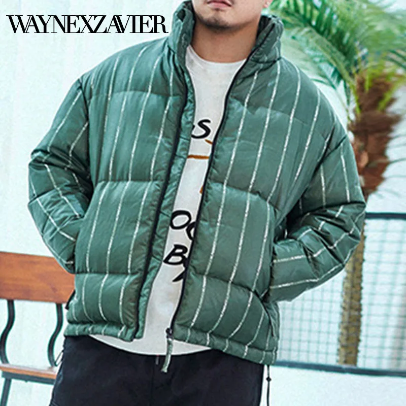 

Новинка 2021, мужская зимняя куртка в полоску, теплая куртка большого размера, парка на белом утином пуху, Толстые мужские повседневные куртки...