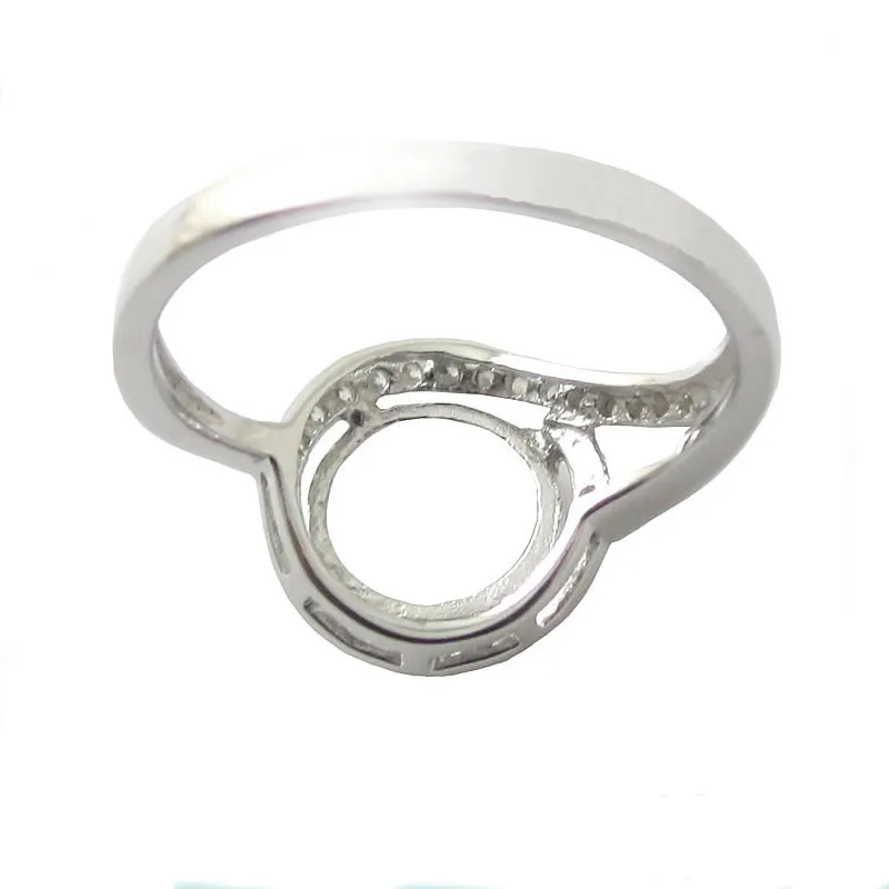 Кольцо из серебра 925 пробы 8 мм с круглым фианитом заготовки для колец