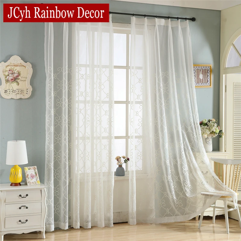 Современная Вышивка Вуаль Тюль Шторы Для Гостиной Окна Белый Sheer Спальни Ткани