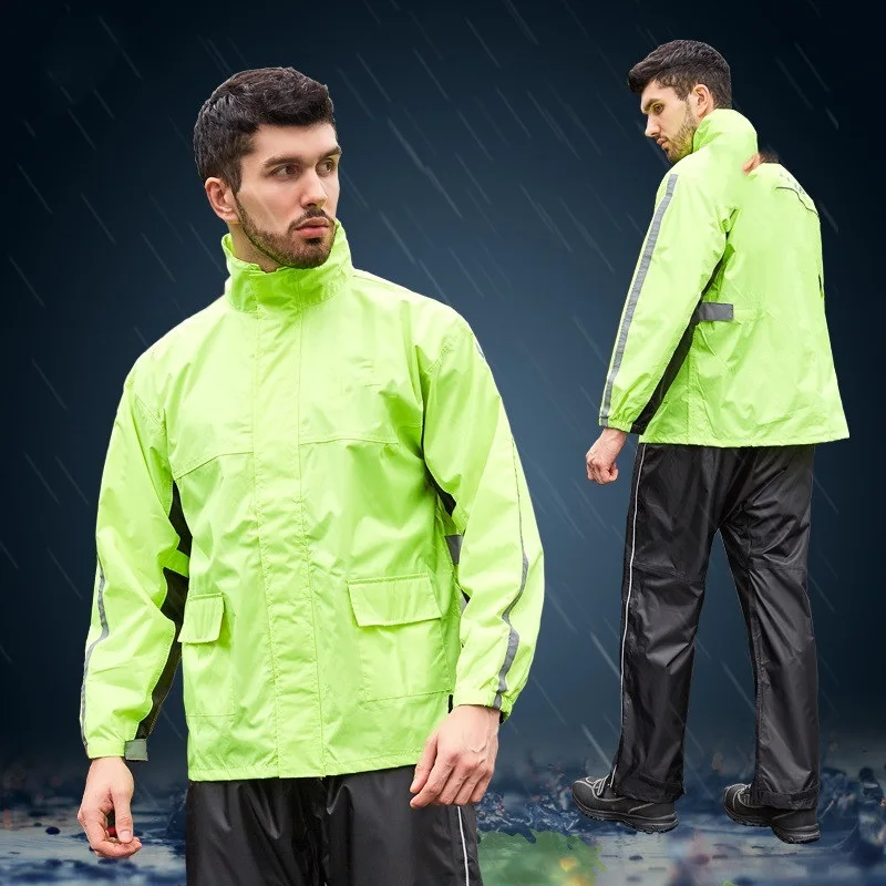 

Водонепроницаемый мотоциклетный плащ SFK для верховой езды, стильный крутой зеленый черный непромокаемый спортивный пиджак и брюки для отды...