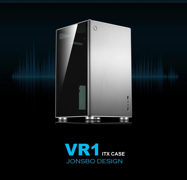 Jonsbo VR1, закаленное стекло HTPC Mini ITX чехол для компьютера с алюминиевой поддержкой 3,5 ''HDD USB3.0 домашний кинотеатр компьютер