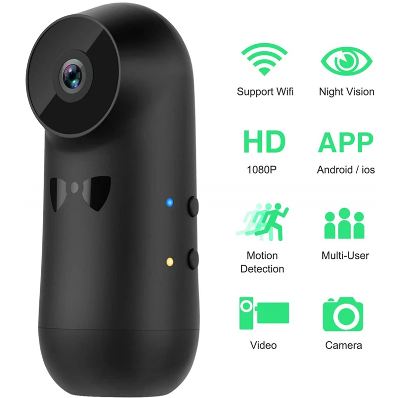 Мини камера Wifi экшн видеокамера для наблюдения 1080P HD Ночная широкоугольная