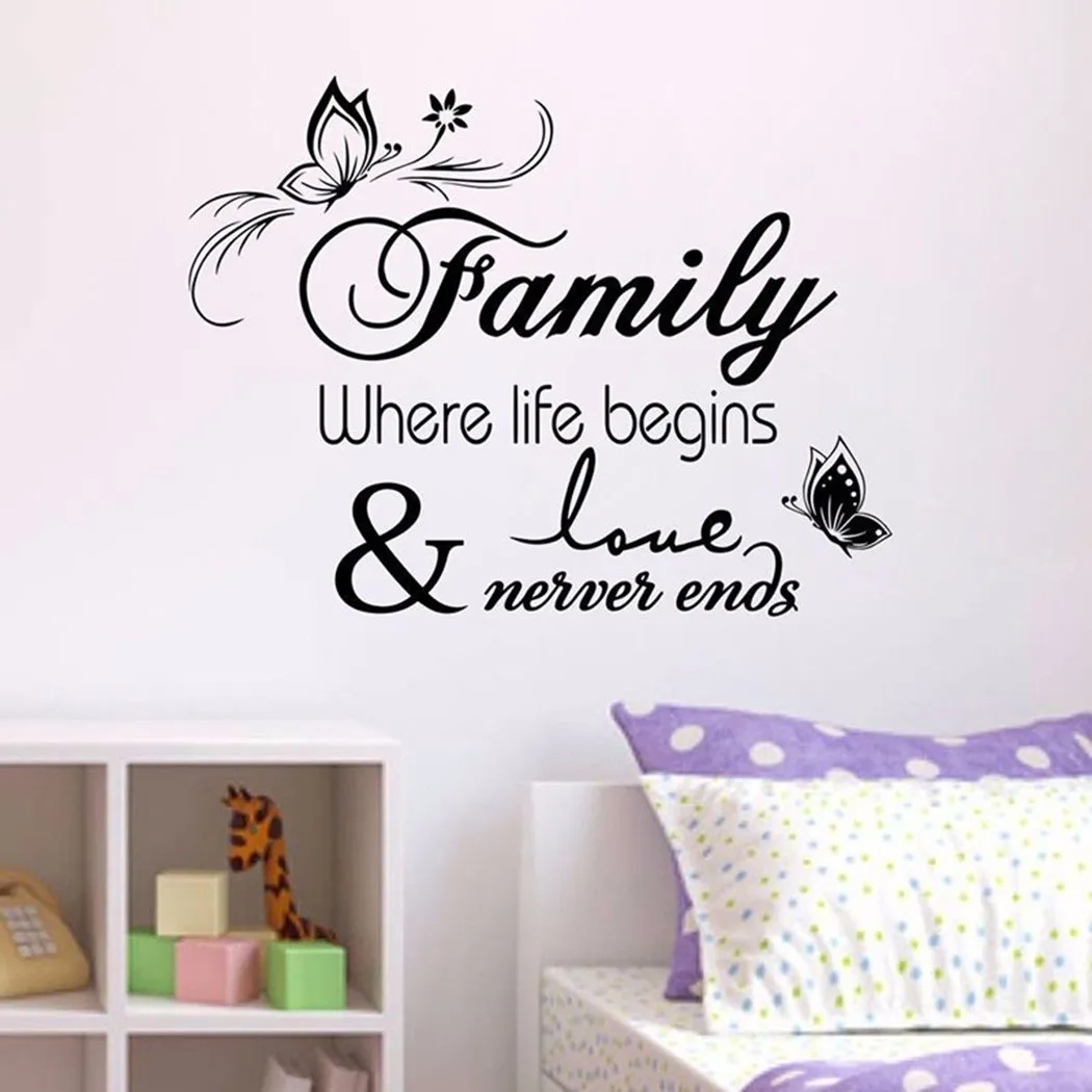 

Family Wall Stickers Quote Art Decal Mural Paper Butterfly Vines Home Decoration Mural Wallpaper Poster Wall Decor