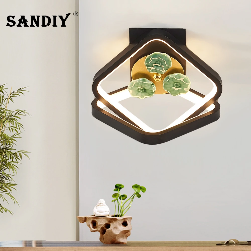 

Modern Dimmable Pendent Lamp LED Chandelier Surface Mounted Ceiling Lights for Aisle Balcony Corridor Living Room Chinese Style