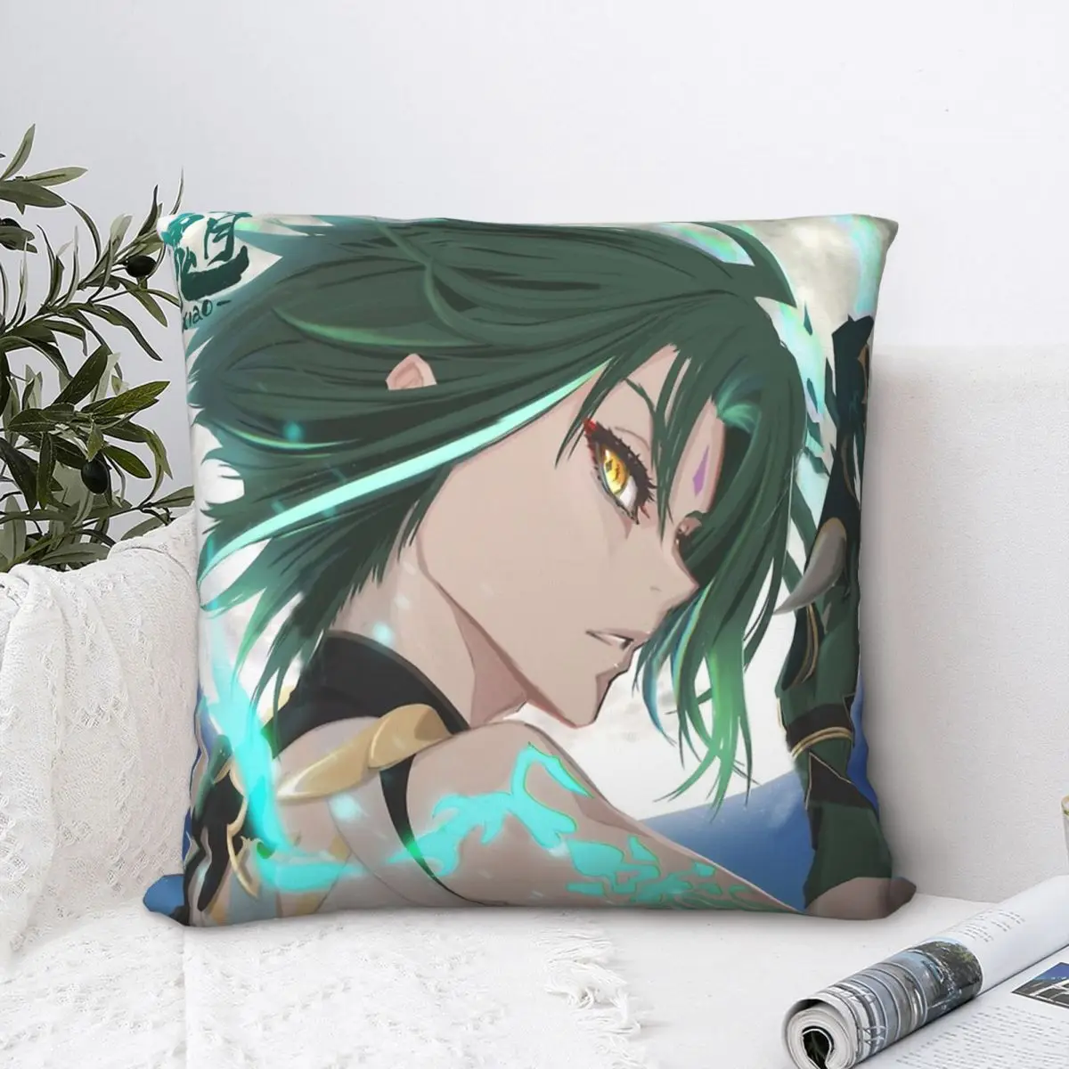 

Xiao Throw Pillow Case Genshin Impact Cushion For Home Sofa Chair Decorative Hug Pillowcase