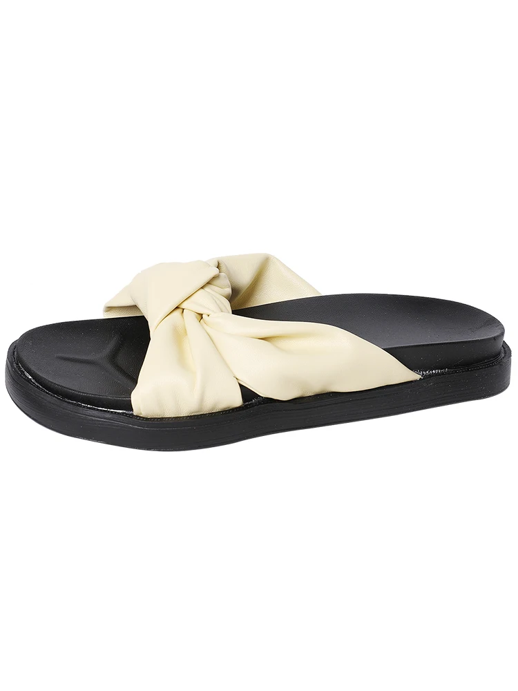 

Slippers female summer wear 2021 new super fire fairy style bow soft bottom non-slip all-match beach shoes tide