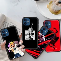 phone case for iphone 12 pro max 11 8 7 6 s xr plus anime chainsaw man black softshell for iphone x xs se 2020 mini tpu shell