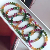 natural colorful tourmaline quartz clear round beads bracelet 7 5mm brazil women men rainbow crystal tourmaline aaaaa genuine
