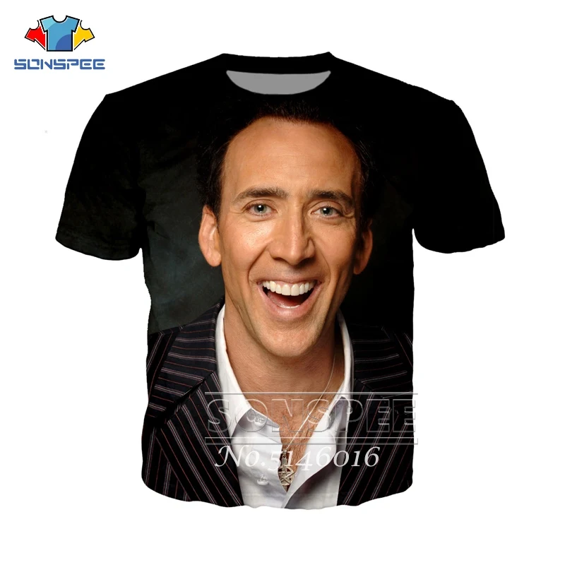 SONSPEE Nicolas Cage, забавная футболка с 3d принтом, унисекс, повседневная, короткий рукав, летняя Мужская модная повседневная одежда, футболки, топы, одежда t118 - Цвет: 3