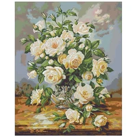 white rose vase flower patterns counted cross stitch 11ct 14ct 18ct diy chinese cross stitch kits embroidery needlework sets