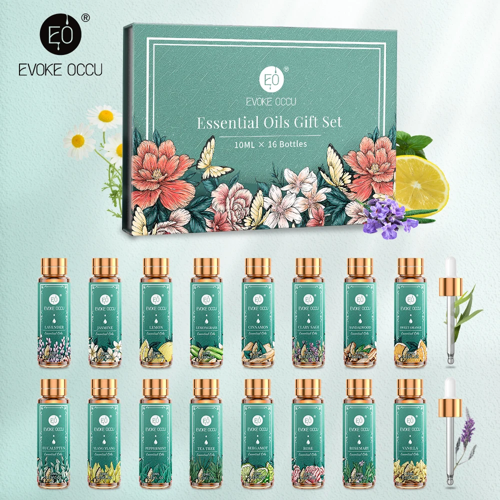 

10ML 16pcs Pure Natural Essential Oils Gift Set Diffuser Aroma Oil Lavender Vanilla Peppermint Rose Sandalwood Massage Shower